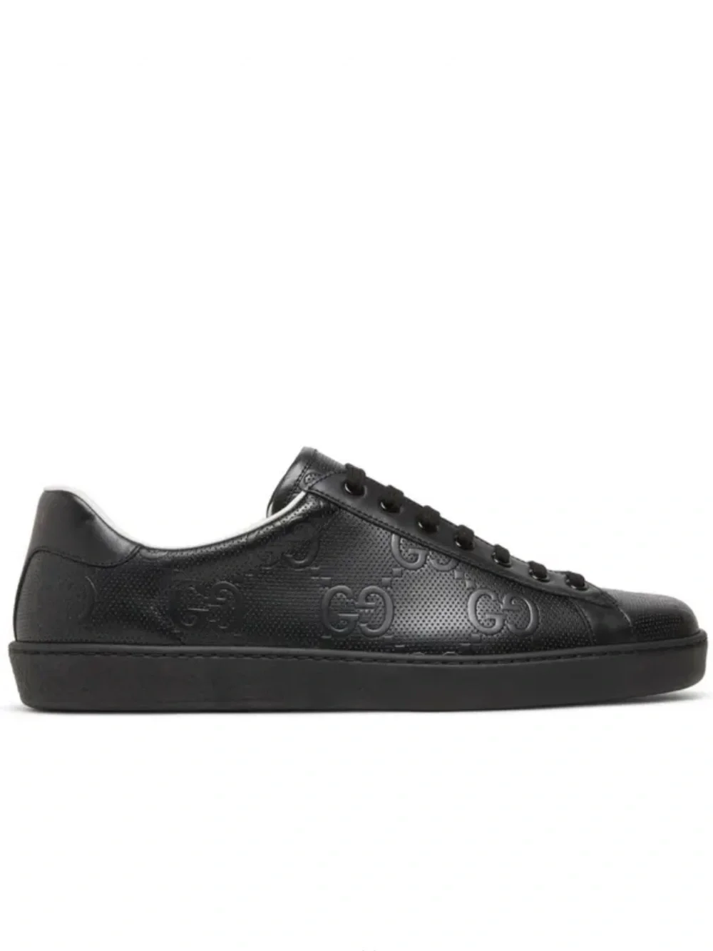 Gucci Black Perforated GG Leather Low-Top Sneakers